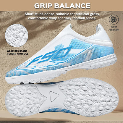Professional Training TF Soccer Shoes for Men Women Kids PU+Fabric Breathable Wear-Resistant Rubber Sole
