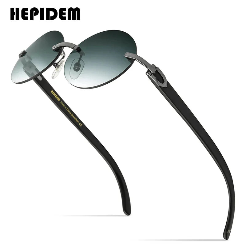 HEPIDEM Buffalo Horn Glasses Men Famous Brand Design Rimless Sunglasses Women Luxury Eyewear Horn-Rim Frameless Buffs Eyeglasses