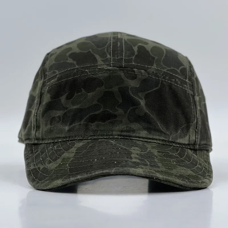 American Retro Camouflage 5-Panel Baseball Cap Female Functional Wind Korean Wide-brimmed Sports Fashion Hip-hop Couple Cap