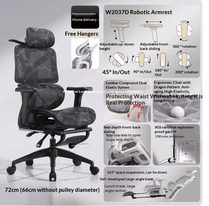Silla de oficina de malla ergonómica con soporte lumbar ajustable, giratoria y reclinable, con reposacabezas y ruedas, para home office, oficina y gaming