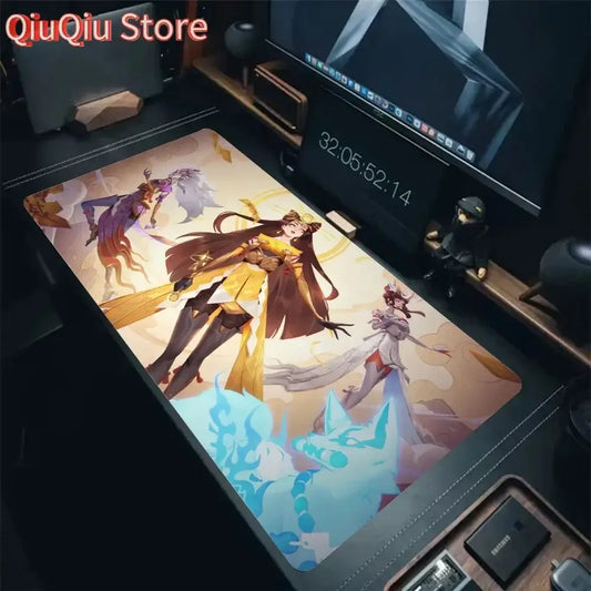 Podložka pod myš a na stůl Amaterasu Kiriko Overwatch s podložkou, herní příslušenství Prime Gaming, XXL podložka pod klávesnici