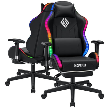250Lbs Load LED Gaming Chair for Children 8-15Years, Adjustable Gamer Chair with LED Lighting, Footrest & Lumbar Support
