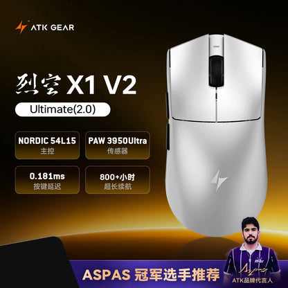 ATK Blazing Sky X1 V2-serien trådlös mus med dubbla lägen Paw 3950ultra 8k återrapporteringsfrekvens anpassad ergonomi e-sport gaming kontorsmus