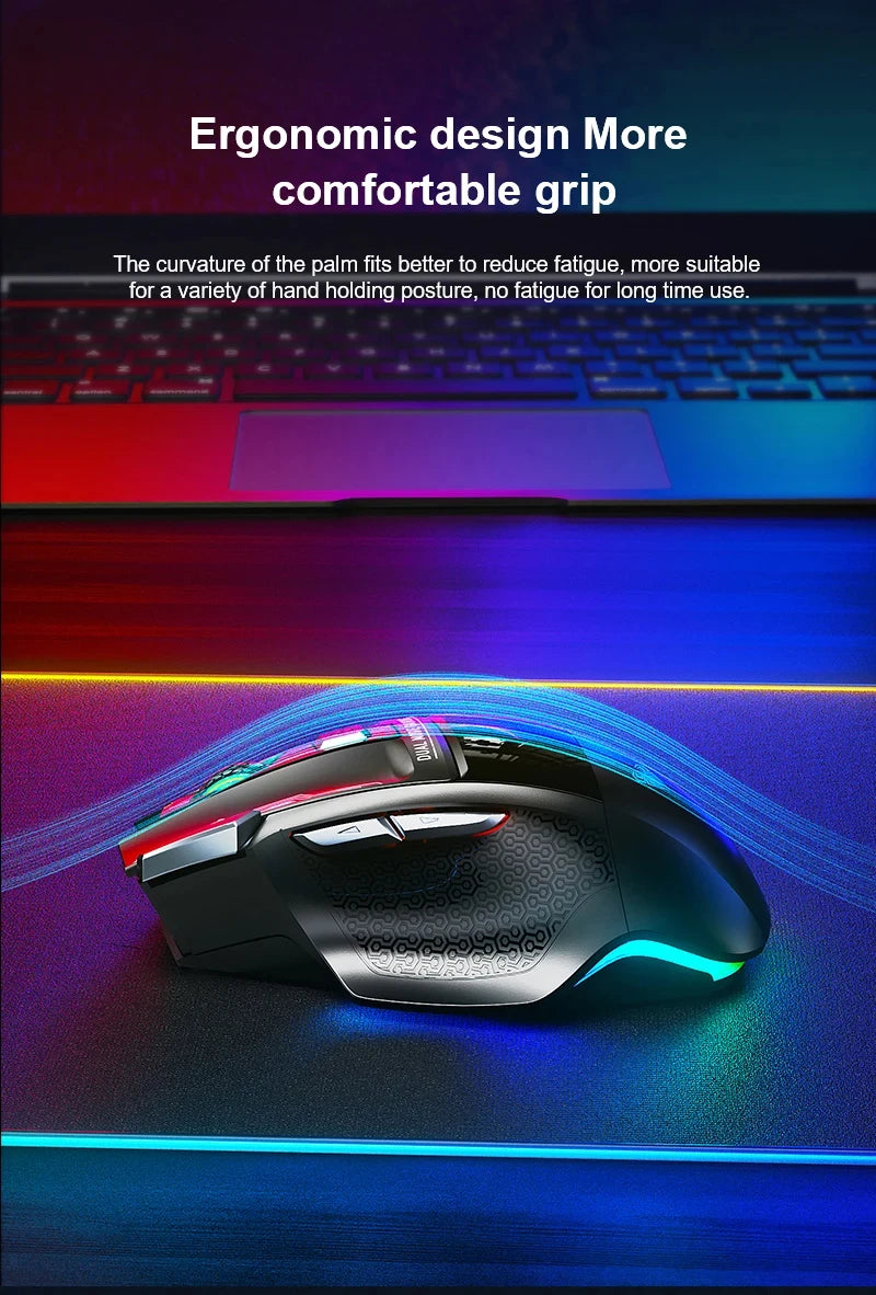 AULA SC550 bežični gaming miš, dvostruki način rada, punjivi svjetleći mehanički gaming miš za stolno/prijenosno računalo, e-sports USB miš