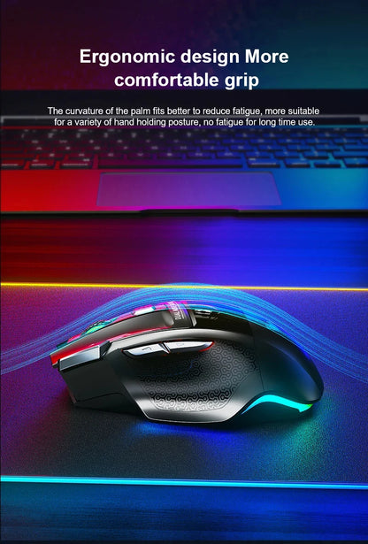 AULA SC550 bežični gaming miš, dvostruki način rada, punjivi svjetleći mehanički gaming miš za stolno/prijenosno računalo, e-sports USB miš