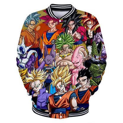 Dragon Ball Goku Kanji Symbol Men Zipper Hoodie Cartoon Japan Anime Women Sweatshirt 2025 New Fashion Children Jackets Coat, équipement gamer premium Fraquane