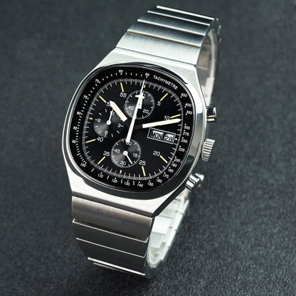 Hruodland New 2025 New 0S00 Retro Men's Quartz Chronograph Sapphire Stainless Steel Waterproof 5Bar Luminous C3 Men's Watch