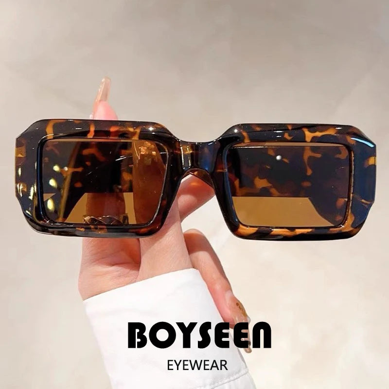 BOYSEEN Thick Frame Rectangle Sunglasses For Man Can Make Prescription Lens 2026 Street Style Orange Sunglasses