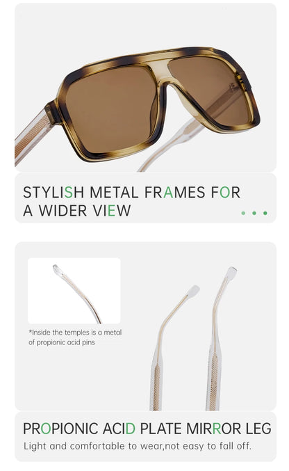Classic Oversized Square Sunglasses Men 2026 Luxury Brand Trendy Metal Big Frame Goggles Eyewear Stylish Sun Glasses For Ladies