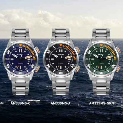 BERNY Automatic Dive Watch for Men Super Luminous 20ATM Diver Wristwatch Original Top Sapphire Swim Sport Mechanical Male Watch