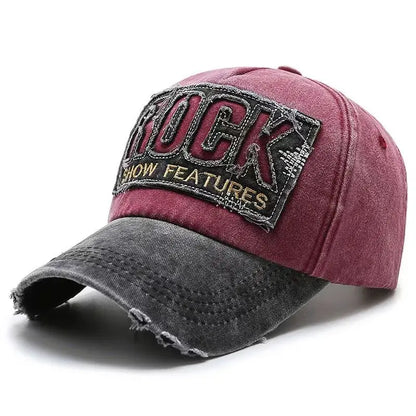 Hochwertige Baseballkappe aus Baumwolle mit ROCK-Schriftzug-Stickerei für Damen und Herren – Gorras Snapback Outdoor-Sport-Sonnenhut