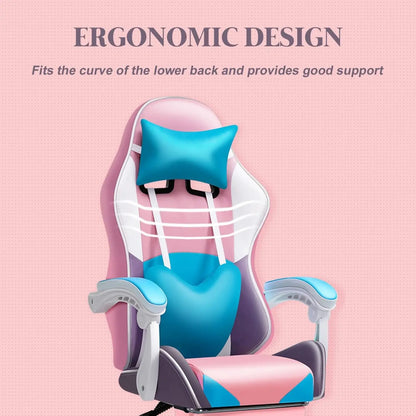 RGB LED Gaming Chair for Adults, Ergonomic Video Game Chair with Speakers, Lumbar Support Office Chair Reclining Computer Chair