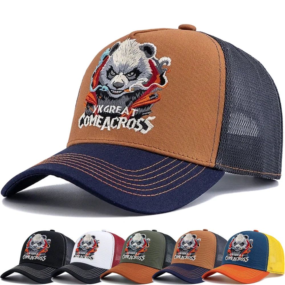 New Style Unisex Cool Panda Embroidered Baseball Cap Chic Trucker Hats For Men Women Breathable Streetwear Summer Outdoor Hat