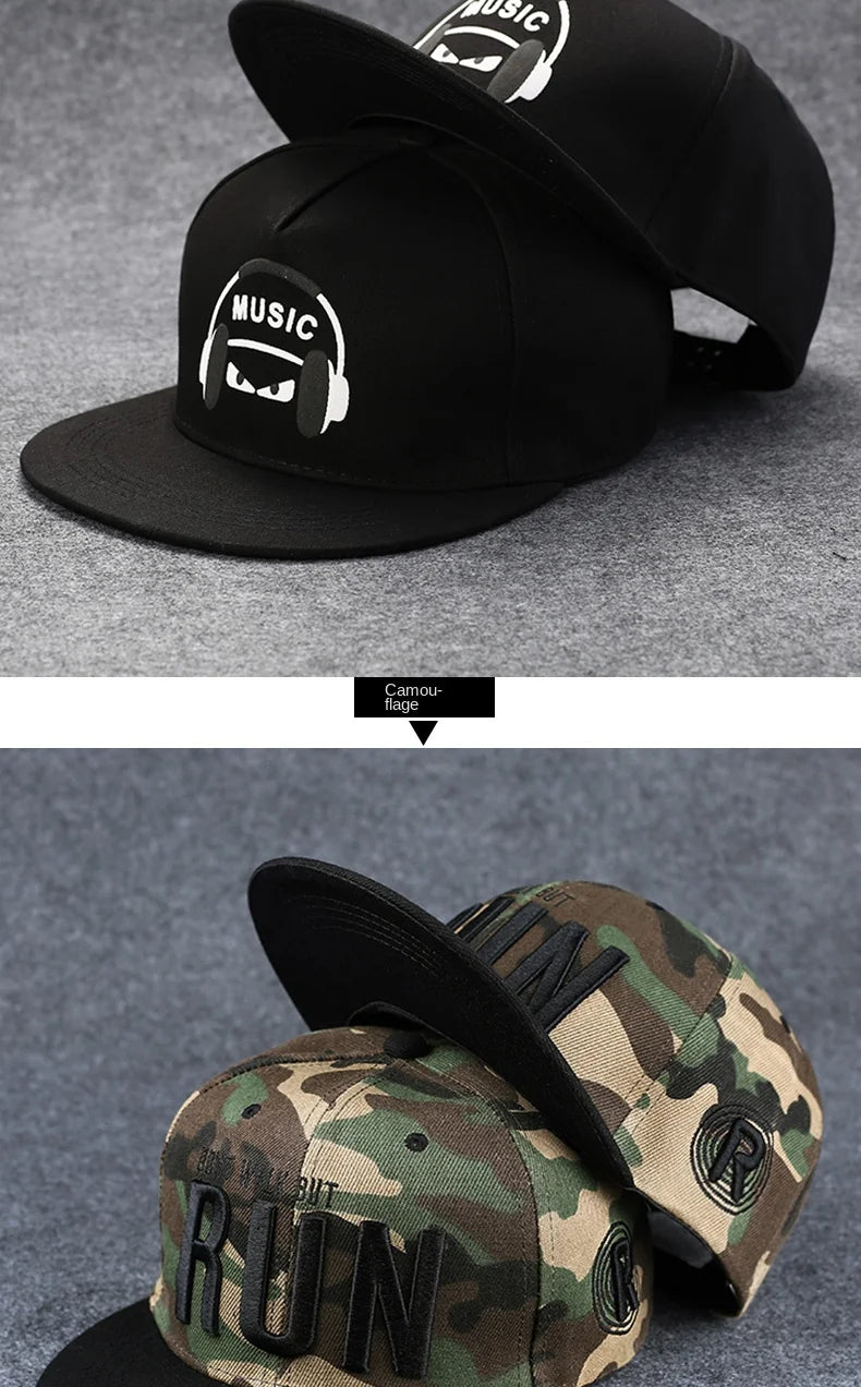 Baseballcap mit flachem Schirm, Buchstabenstickerei für Herren, vielseitig kombinierbar, Damen-Sommer-Hip-Hop-Hut, Outdoor-Sonnenschutz, verstellbare Schirmmütze