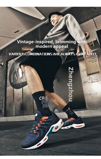 Men's air cushioned running shoes, marathon sports, breathable and lightweight, women's comfortable and non slip casual shoes