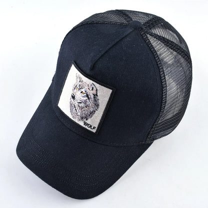 Модна бейзболна шапка с бродерия „Вълк“, Snapback, хип-хоп, Trucker, за мъже и жени, за външни дейности, дишаща шапка с козирка