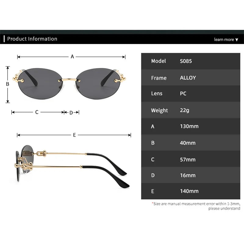 Oval Rimless Sunglasses High-End Casual and Luxurious Women's Borderless Sun Glasses Fashion and Personalized Sunglasses