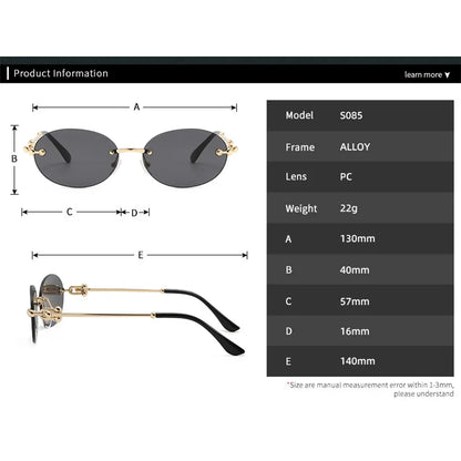 Oval Rimless Sunglasses High-End Casual and Luxurious Women's Borderless Sun Glasses Fashion and Personalized Sunglasses