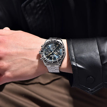 New PAGANI DESIGN Moon Men Watch Retro Luxury Quartz Watches For Men Stainless steel Sport waterproof Chronograph Man+With BOX