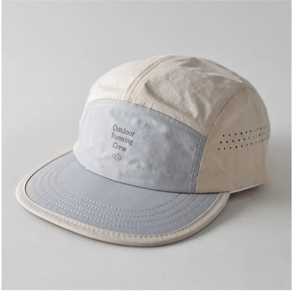 Fashion Plaid Thin Sun Cap Quick-drying Letter Embroidery Sports Running Cap Adjustable Breathable Summer Cap Men Women