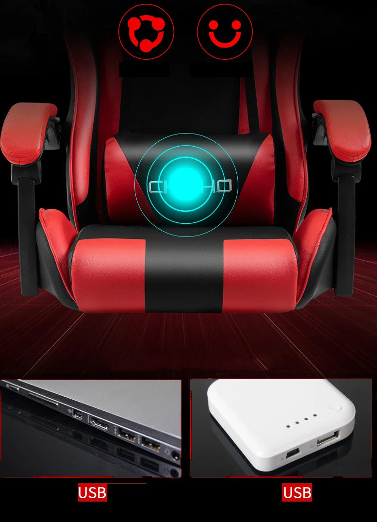 Ergonomic PU Leather Gaming Chair with Adjustable Height, Reclining Computer Chair, Swivel Office Chair for Home Office, Gaming & Study