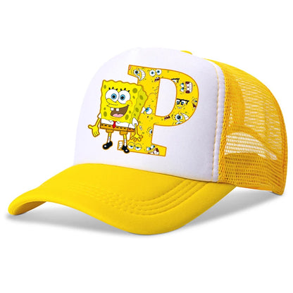 New Spongebob Children Baseball Caps Kawaii Cartoon Letter Printed Hat Kids Casual Sun Hat Adjustable Peaked Cap Birthday Gifts
