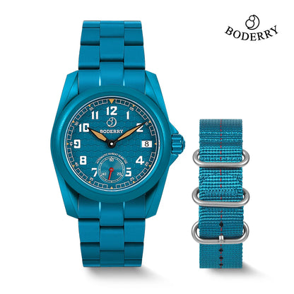 BODERRY Men's Field Watches Titanium Automatic Top Brand Wristwatch 100M Waterproof Clock Military Watch for Men