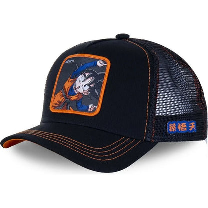 New Dragon Ball Son Goku Cap Summer Travel Peaked Cap Men's Embroidery Hip-Hop Cap Style Sun Visor Adjustable Trucker Mesh Cap