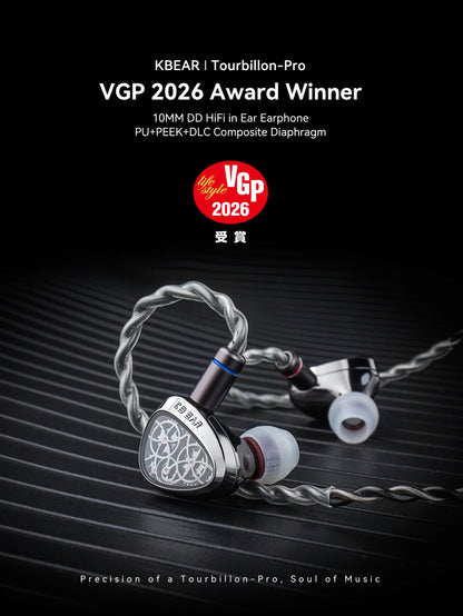 KBEAR Tourbillon-Pro TB-PRO in-Earphone 10mm DD High Resolution TypeC HIFI Wired Earbuds PU+PEEK+DLC Composite Diaphragm