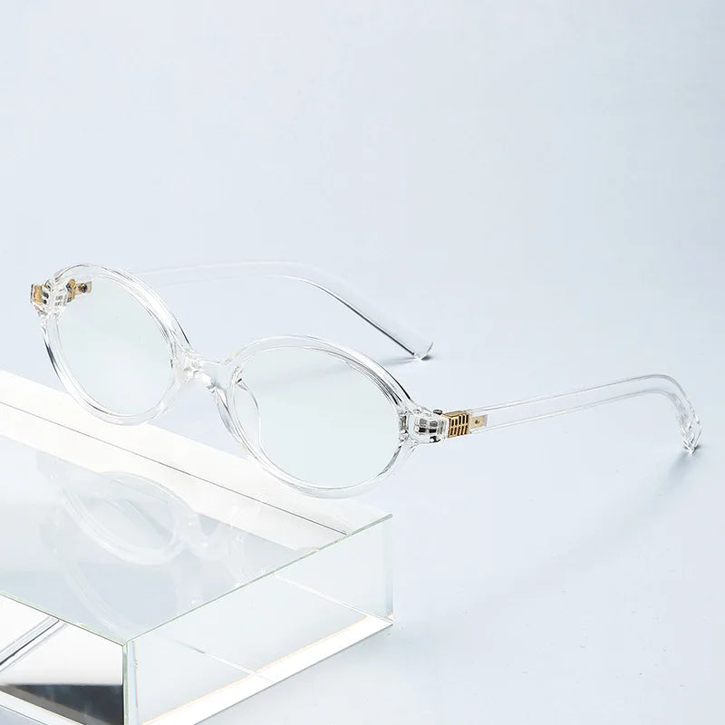 Small Fashion Oval Leopard Sunglasses Women Lovely Ins No Makeup Anti Blue Light Glasses Cute Decorative Computer Glasses 선글라