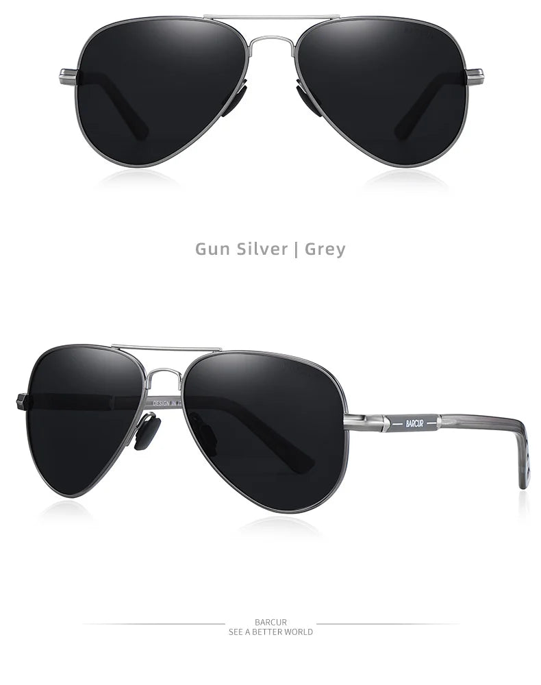 BARCUR Polarized Mens Sunglasses Pilot Sun Glasses for Men Accessories Driving Fishing Hiking Eyewear Oculos Gafas De Sol