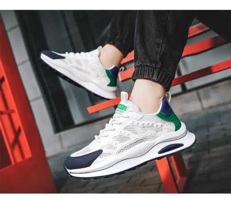 Men's Summer 2025 New Soft Bottom Breathable Mesh Sports Shoes Casual Versatile White Sneakers Lightweight Comfortable Runnin...