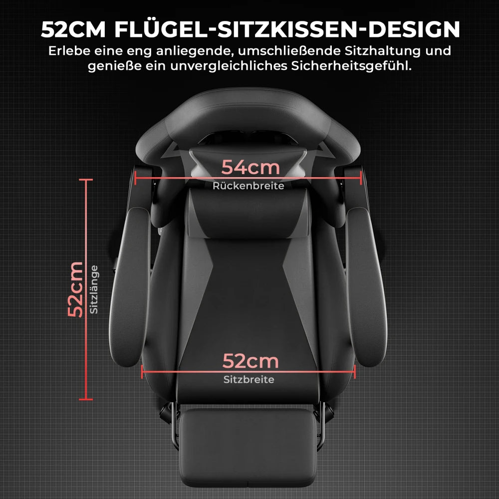 Ergonomic Gaming Chair with Lumbar Support, Adjustable Headrest, Footrest, Height Adjustable Office Gaming Chair for Adults