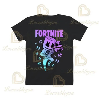 Poikien ja tyttöjen Fortnite-piirrosaiheinen T-paita – Battle Royale 3D, 3–14 vuotta, Victory Royale -pelipaita lapsille ja teineille
