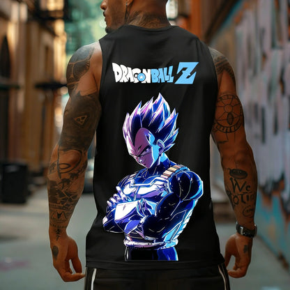 Dragon Ball Z Super Blue Vegeta American Retro Fitness-vest Y2K Harajuku-stil forår og sommer Ny herre-T-shirt til hverdagsbrug