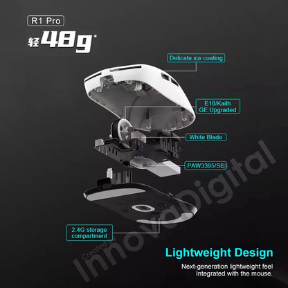 Ratón gaming inalámbrico ATK VXE Dragonfly R1 Pro MAX PAW3395 R1 SE Plus personalizado para esports y FPS, recargable y ligero