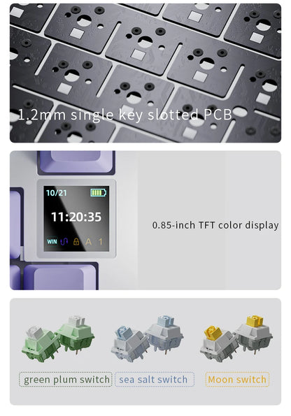 AJAZZ AK820 Pro Wired&Wireless Mechanical Gaming Keyboard Tri-Mode RGB Backlit Hot-Swappable Switches,70% Compact Layout,PC/Mac