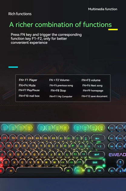 EWEADN GX330 Gaming Keyboard Wired, LED Backlit, Office silent keyboard full size, Ergonomic , Gaming, office, Windows/Laptop/PC