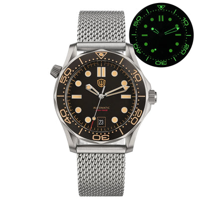 Watchdives WD007 V2 39mm Titanium Dive Watch PT5000 Automatic Movement Luminous 200m Waterproof Domed Bubble Sapphire Watches