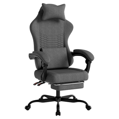 Gaming Chair Fabric Office Chair, Massage Gaming Chair with Headrest, Ergonomic Racing Gaming Seat with Footrest, for Relaxing