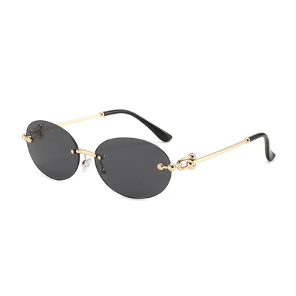 Oval Rimless Sunglasses High-End Casual and Luxurious Women's Borderless Sun Glasses Fashion and Personalized Sunglasses