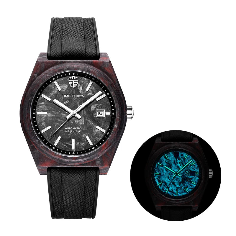 Reloj automático luminoso de fibra de carbono de 40mm, lujo, 100m, impermeable, reloj de buceo automático para hombre con movimiento Japan Miyota 8215