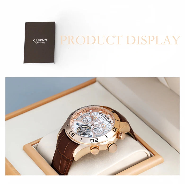 CASENO Brand Bubble Perpetual Calendar Fully Automatic Tourbillon Large Dial Mechanical Watch Belt Watch -58284G