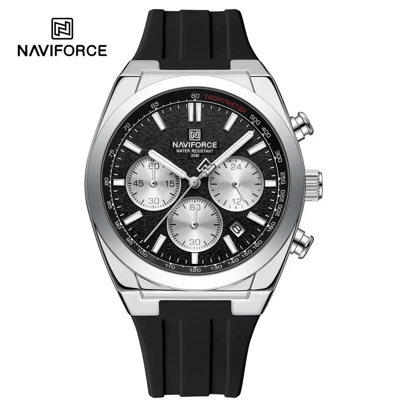 Ceas de mână pentru bărbați NAVIFORCE – Stil luxos și sportiv, mecanism cu cuarț, afișaj 24 de ore, fereastră pentru dată, cronograf, rezistent la apă – Idei de cadouri pentru bărbați