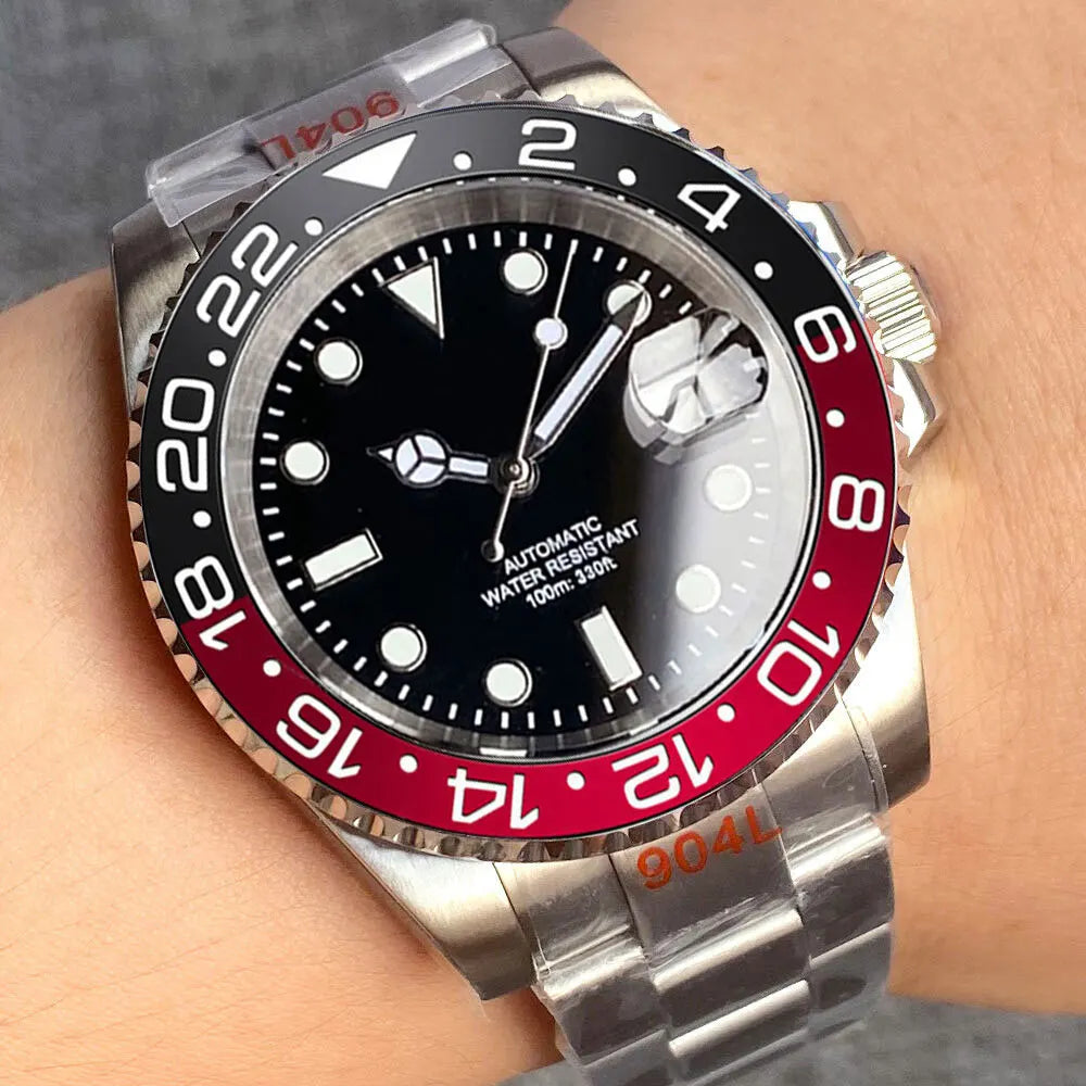 Reloj automático para hombre Miyota8215 resistente al agua 200m, reloj de buceo 40mm, movimiento mecánico, luminoso, correa Jubilee y hebilla Glide Lock