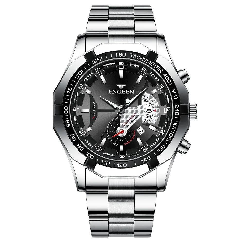 Montre-bracelet à quartz de luxe BINBOND pour homme, lumineuse, étanche, date automatique, en acier inoxydable