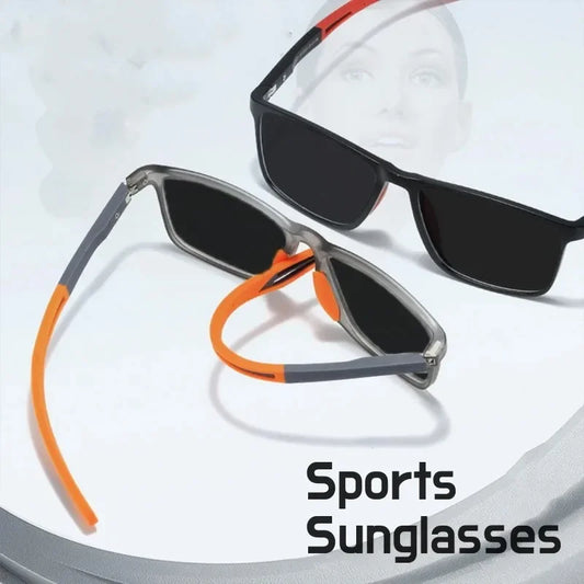 Men Women's Sports Sunglasses Square TR90 Frame Sun Glasses Eyewear Vintage Flexible Riding Goggle Shades Eyeglasses UV400