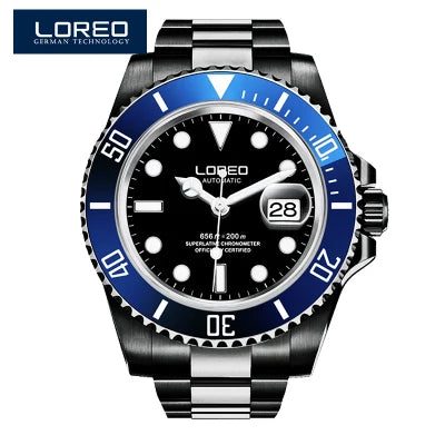 LOREO Original Men Business Watch 20ATM Waterproof Wristwatch Top Brand Casual Sport Seagull Automatic Mechanical Watch Men