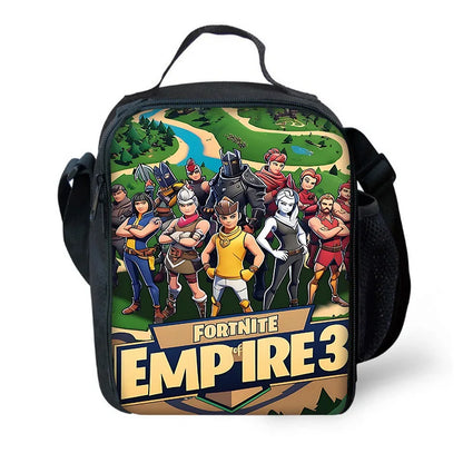 Klassisches FortniteS-Schulrucksack-Set für Kinder mit Lunchtasche und Federmäppchen, große Kapazität, für Jungen und Mädchen, ideales Geschenk