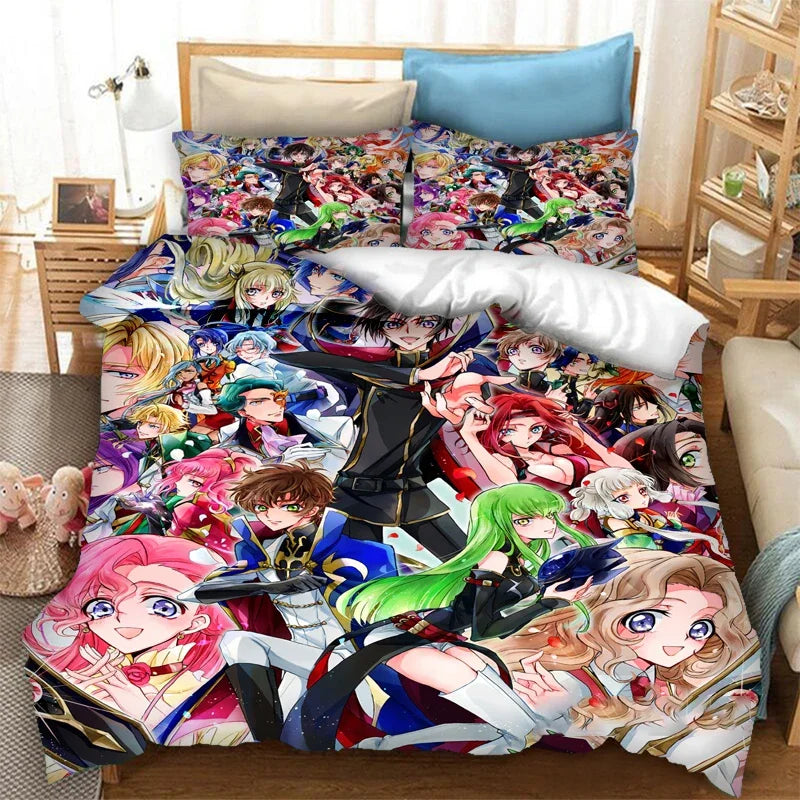 Μοντέρνο 3D Εκτυπωμένο Anime Code Geass Κάλυμμα Παπλώματος, Σετ Κλινοσκεπασμάτων 2/3 Τμχ, Double Twin Full Queen King, για Ενήλικες και Παιδιά, Κάλυμμα Παπλώματος